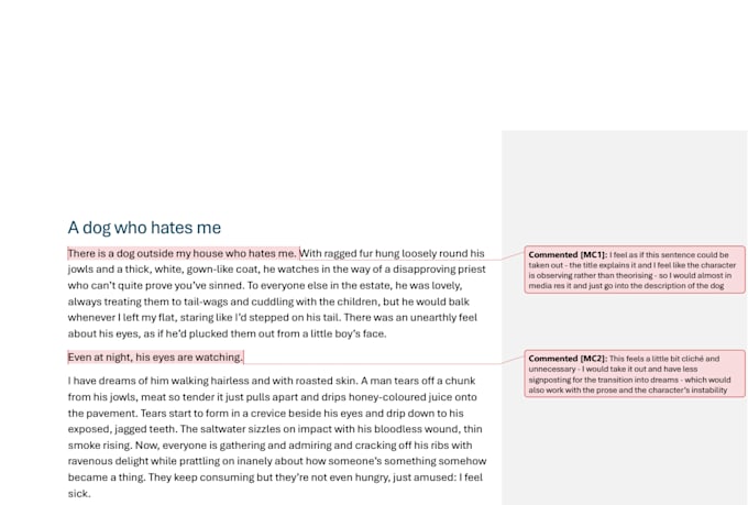 comment on and edit your creative or critical writing
